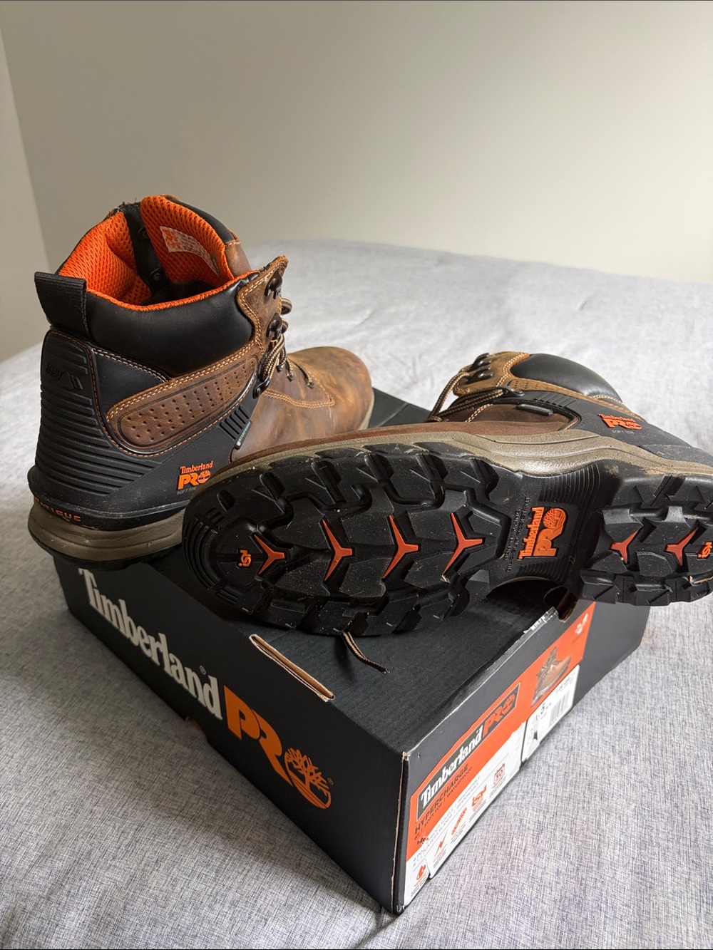 Timberland PRO Men's Brown Work Boots with Orange Lining - Picture 4 of 6